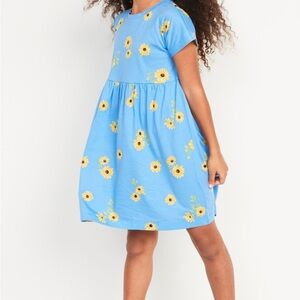 Old Navy Blue and Yellow Smocked Flutter Sleeve Sundress